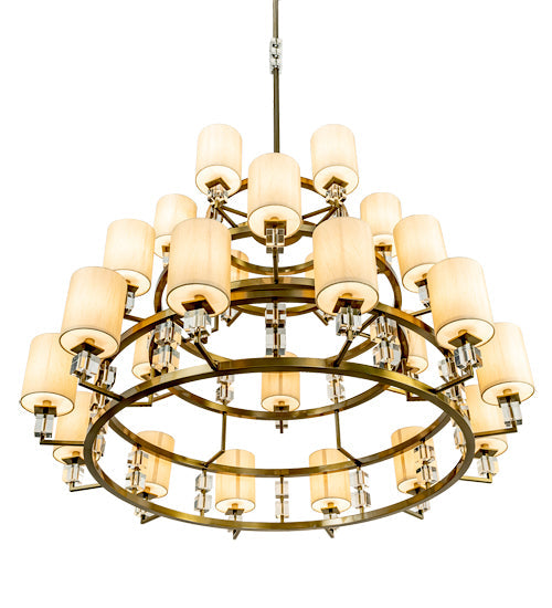 Meyda Lighting Montecito 60" 24-Light LED Brass Powder Coat Ritz Chandelier With Clear & Beige Shade