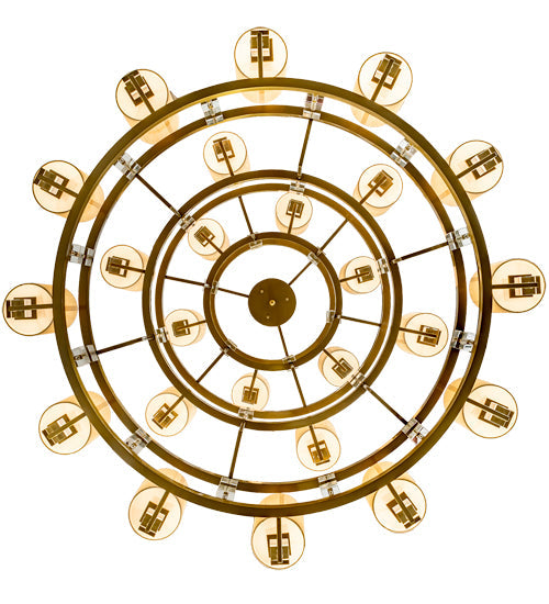 Meyda Lighting Montecito 60" 24-Light LED Brass Powder Coat Ritz Chandelier With Clear & Beige Shade