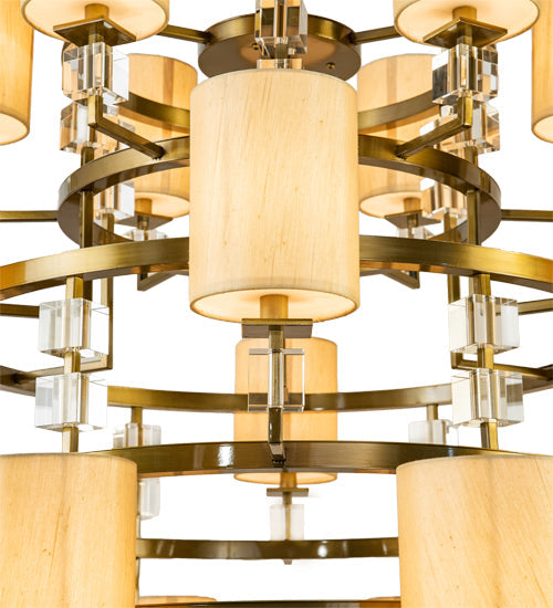 Meyda Lighting Montecito 60" 24-Light LED Brass Powder Coat Ritz Chandelier With Clear & Beige Shade
