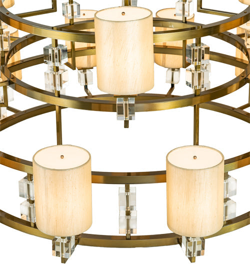 Meyda Lighting Montecito 60" 24-Light LED Brass Powder Coat Ritz Chandelier With Clear & Beige Shade