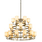 Meyda Lighting Montecito 60" 24-Light LED Brass Powder Coat Ritz Chandelier With Clear & Beige Shade