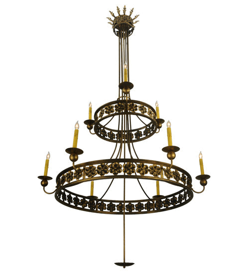 Meyda Lighting Montgomery 48" 9-Light 2-Tier Dark Smoke Chandelier With Faux Candlelight
