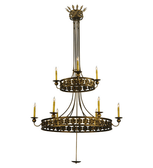 Meyda Lighting Montgomery 48" 9-Light 2-Tier Dark Smoke Chandelier With Faux Candlelight