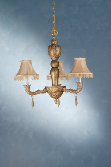 Meyda Lighting Monticello 31" 3-Light Satin Gold Chandelier With Silver Wash Shade