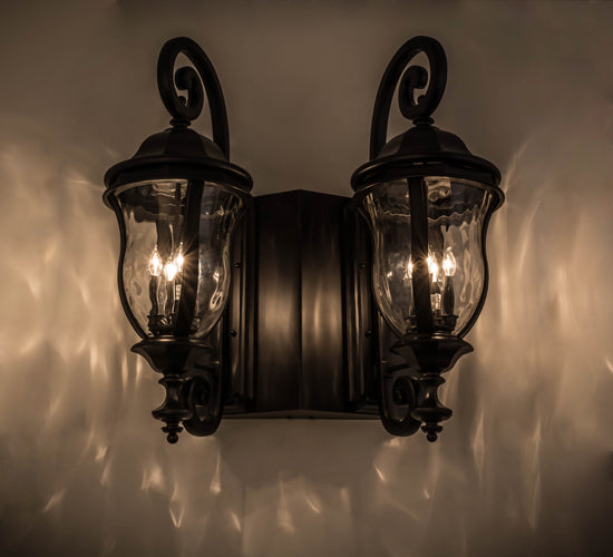 Meyda Lighting Monticello 33" 8-Light 2-Arm Black Wall Sconce With Clear Shade Glass