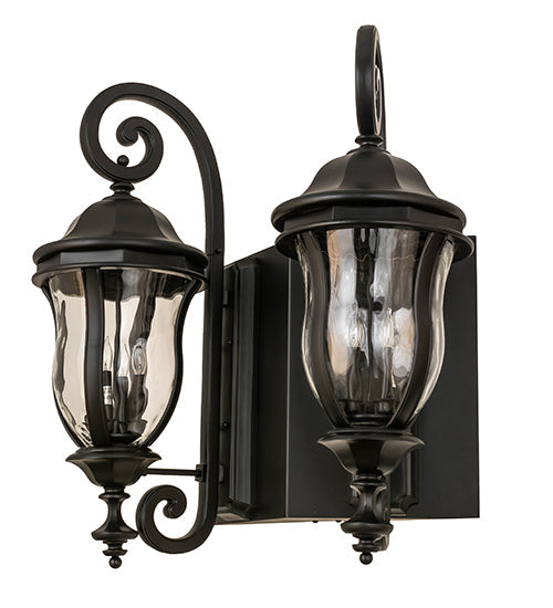 Meyda Lighting Monticello 33" 8-Light 2-Arm Black Wall Sconce With Clear Shade Glass