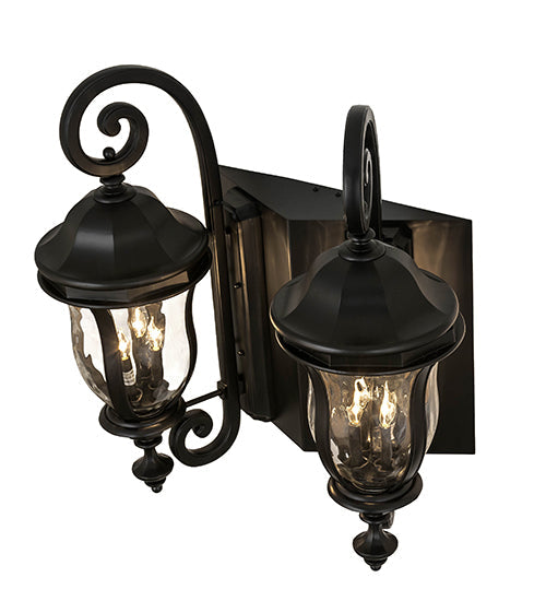 Meyda Lighting Monticello 33" 8-Light 2-Arm Black Wall Sconce With Clear Shade Glass