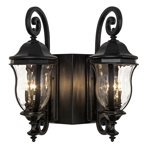 Meyda Lighting Monticello 33" 8-Light 2-Arm Black Wall Sconce With Clear Shade Glass
