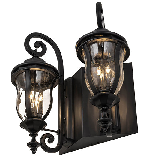 Meyda Lighting Monticello 33" 8-Light 2-Arm Black Wall Sconce With Clear Shade Glass