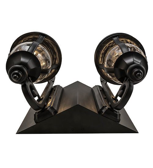 Meyda Lighting Monticello 33" 8-Light 2-Arm Black Wall Sconce With Clear Shade Glass