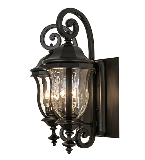 Meyda Lighting Monticello 33" 8-Light 2-Arm Black Wall Sconce With Clear Shade Glass