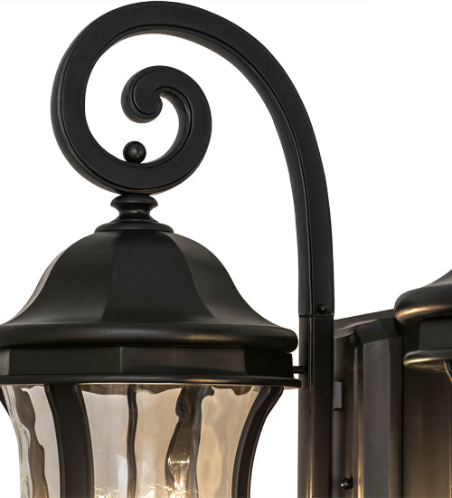 Meyda Lighting Monticello 33" 8-Light 2-Arm Black Wall Sconce With Clear Shade Glass