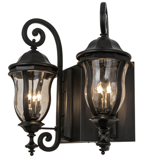 Meyda Lighting Monticello 33" 8-Light 2-Arm Black Wall Sconce With Clear Shade Glass