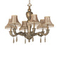 Meyda Lighting Monticello 36" 6-Light Satin Gold Chandelier With Silver Wash Shade