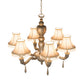 Meyda Lighting Monticello 36" 6-Light Satin Gold Chandelier With Silver Wash Shade
