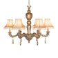 Meyda Lighting Monticello 36" 6-Light Satin Gold Chandelier With Silver Wash Shade