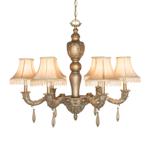 Meyda Lighting Monticello 36" 6-Light Satin Gold Chandelier With Silver Wash Shade