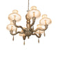 Meyda Lighting Monticello 36" 6-Light Satin Gold Chandelier With Silver Wash Shade