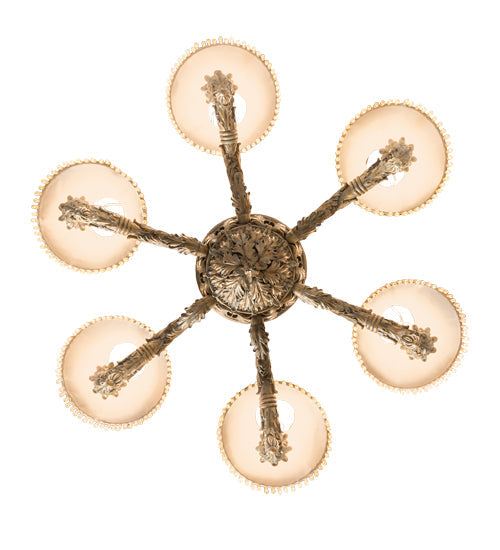 Meyda Lighting Monticello 36" 6-Light Satin Gold Chandelier With Silver Wash Shade