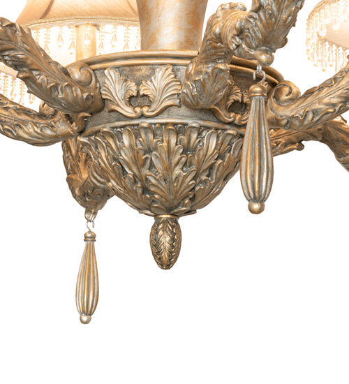 Meyda Lighting Monticello 36" 6-Light Satin Gold Chandelier With Silver Wash Shade