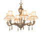 Meyda Lighting Monticello 36" 6-Light Satin Gold Chandelier With Silver Wash Shade