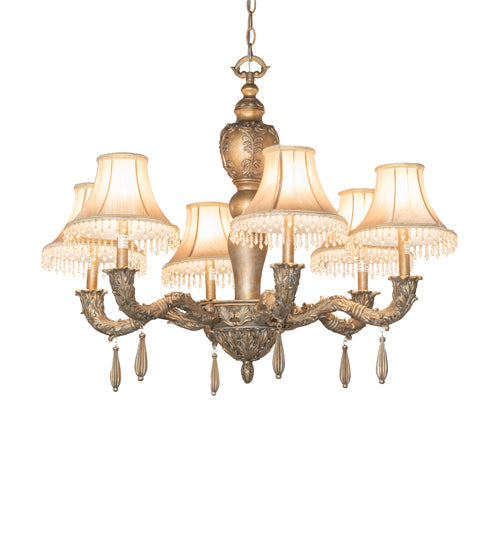 Meyda Lighting Monticello 36" 6-Light Satin Gold Chandelier With Silver Wash Shade