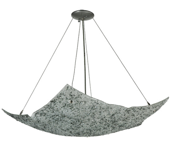 Meyda Lighting Moonscape 37" 4-Light Nickel Inverted Pendant Light With Clear and Gray Frit Shade Glass
