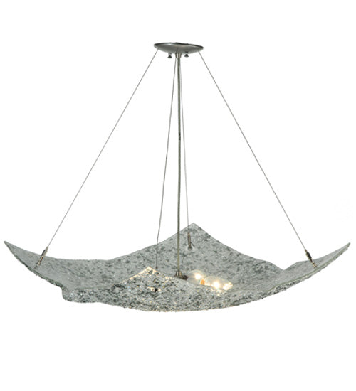 Meyda Lighting Moonscape 37" 4-Light Nickel Inverted Pendant Light With Clear and Gray Frit Shade Glass