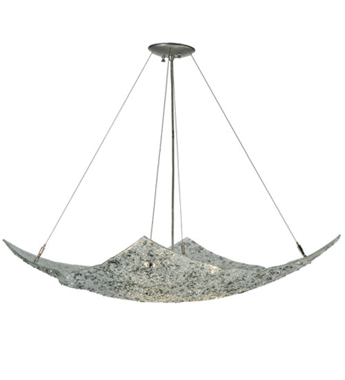 Meyda Lighting Moonscape 37" 4-Light Nickel Inverted Pendant Light With Clear and Gray Frit Shade Glass