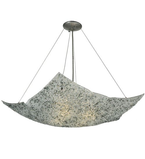Meyda Lighting Moonscape 37" 4-Light Nickel Inverted Pendant Light With Clear and Gray Frit Shade Glass