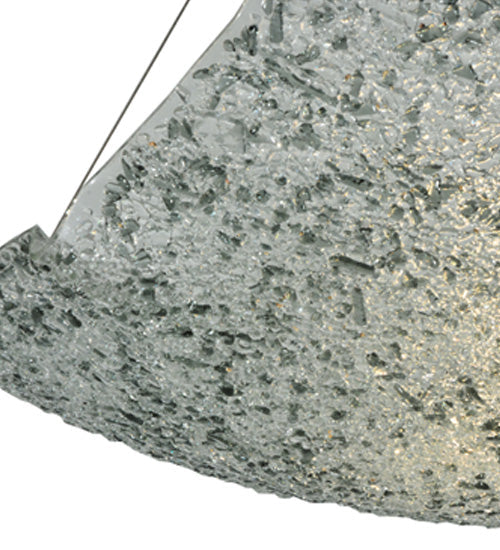Meyda Lighting Moonscape 37" 4-Light Nickel Inverted Pendant Light With Clear and Gray Frit Shade Glass