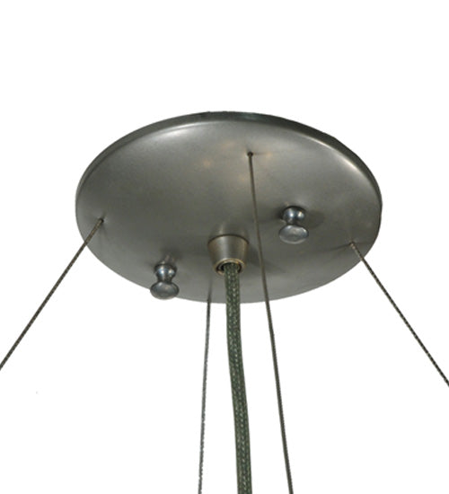 Meyda Lighting Moonscape 37" 4-Light Nickel Inverted Pendant Light With Clear and Gray Frit Shade Glass