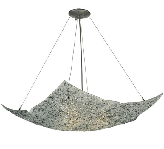 Meyda Lighting Moonscape 37" 4-Light Nickel Inverted Pendant Light With Clear and Gray Frit Shade Glass
