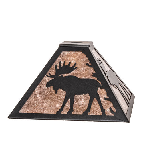 Meyda Lighting Moose 16" Textured Black Frame With Silver Mica Shade Glass