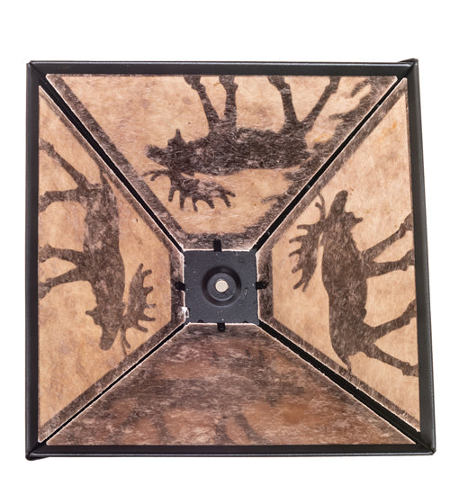 Meyda Lighting Moose 16" Textured Black Frame With Silver Mica Shade Glass