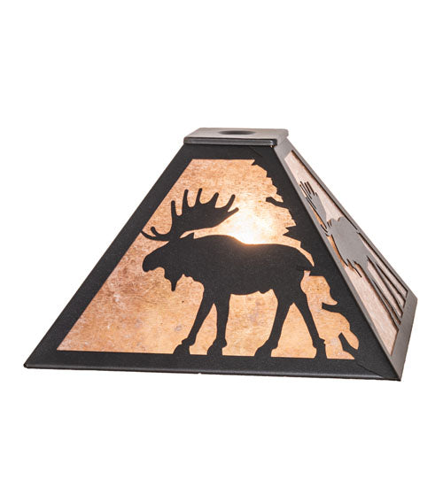 Meyda Lighting Moose 16" Textured Black Frame With Silver Mica Shade Glass