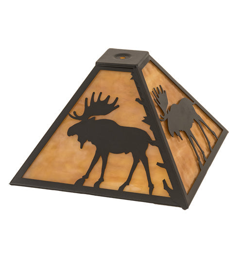 Meyda Lighting Moose 18" Textured Black Frame With Beige Shade Glass