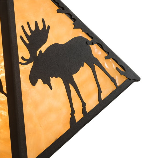 Meyda Lighting Moose 18" Textured Black Frame With Beige Shade Glass