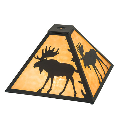Meyda Lighting Moose 18" Textured Black Frame With Beige Shade Glass