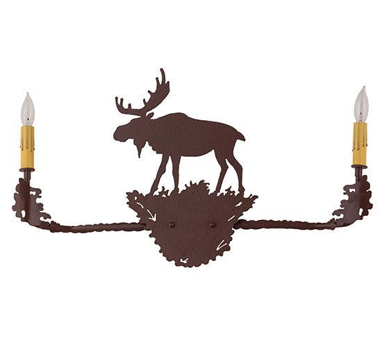 Meyda Lighting Moose 25" 2-Light Rust Wall Sconce With Amber Faux Candlelight