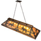 Meyda Lighting Moose 61" 9-Light Antique Copper Island Pendant Light With Amber Mica Shade Glass