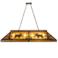 Meyda Lighting Moose 61" 9-Light Antique Copper Island Pendant Light With Amber Mica Shade Glass