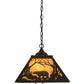 Meyda Lighting Moose & Black Bear 23" 2-Light Cafe Noir Pendant Light With Beige Tawnyrock Idalight Shade Glass