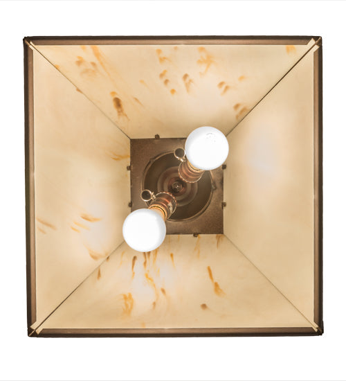 Meyda Lighting Moose & Black Bear 23" 2-Light Cafe Noir Pendant Light With Beige Tawnyrock Idalight Shade Glass