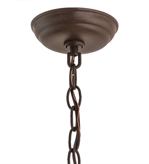 Meyda Lighting Moose & Black Bear 23" 2-Light Cafe Noir Pendant Light With Beige Tawnyrock Idalight Shade Glass