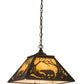 Meyda Lighting Moose & Black Bear 23" 2-Light Cafe Noir Pendant Light With Beige Tawnyrock Idalight Shade Glass