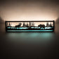 Meyda Lighting Moose & Black Bear 24" 4-Light Mahogany Bronze Vanity Light With White & Light Blue Shade Glass