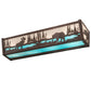 Meyda Lighting Moose & Black Bear 24" 4-Light Mahogany Bronze Vanity Light With White & Light Blue Shade Glass