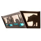 Meyda Lighting Moose & Black Bear 24" 4-Light Mahogany Bronze Vanity Light With White & Light Blue Shade Glass