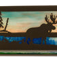 Meyda Lighting Moose & Black Bear 24" 4-Light Timeless Bronze Vanity Light With Blue Green & Sunset Sky Shade Glass